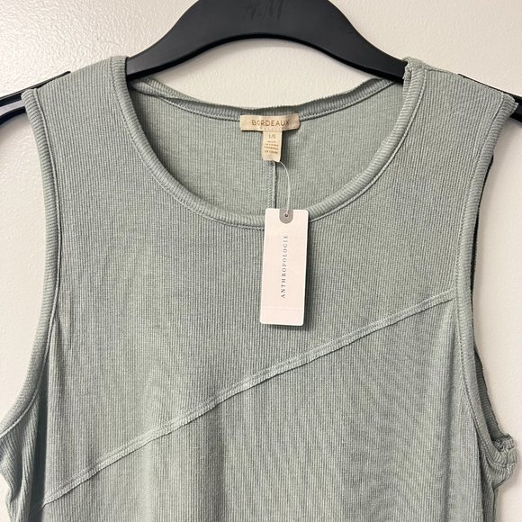 NWT! Anthropologie BORDEAUX Seamed Asymmetrical Maxi Dress In Green Large - Picture 4 of 5